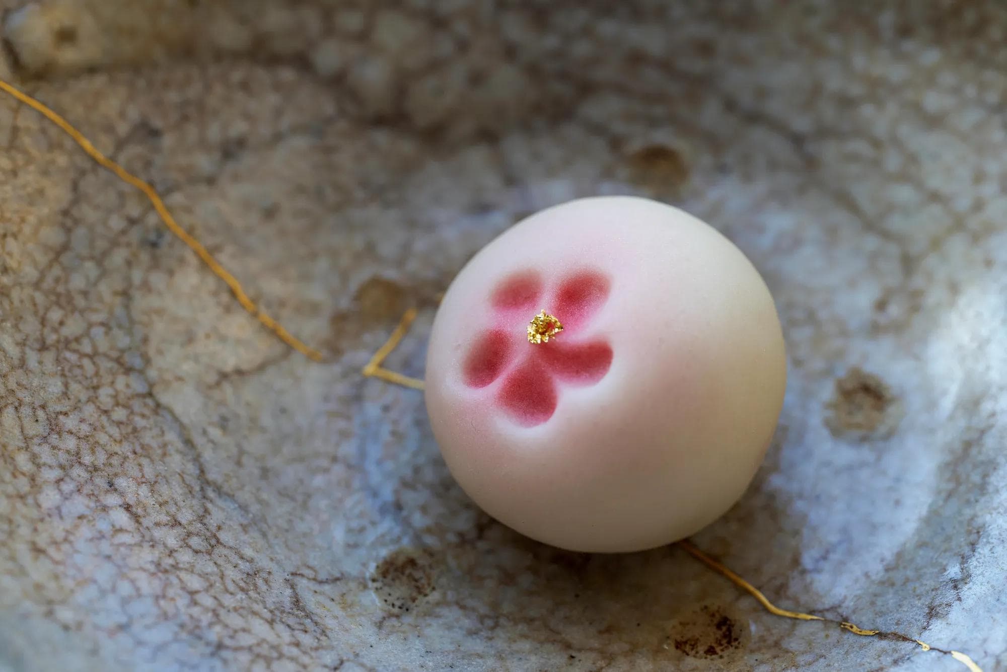 Pink wagashi pastry